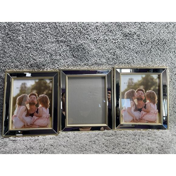 B H Beekman Gold & Glass Photo Picture Frame 8inx10in Home Decor Bundle Of 3 - Picture 1 of 12